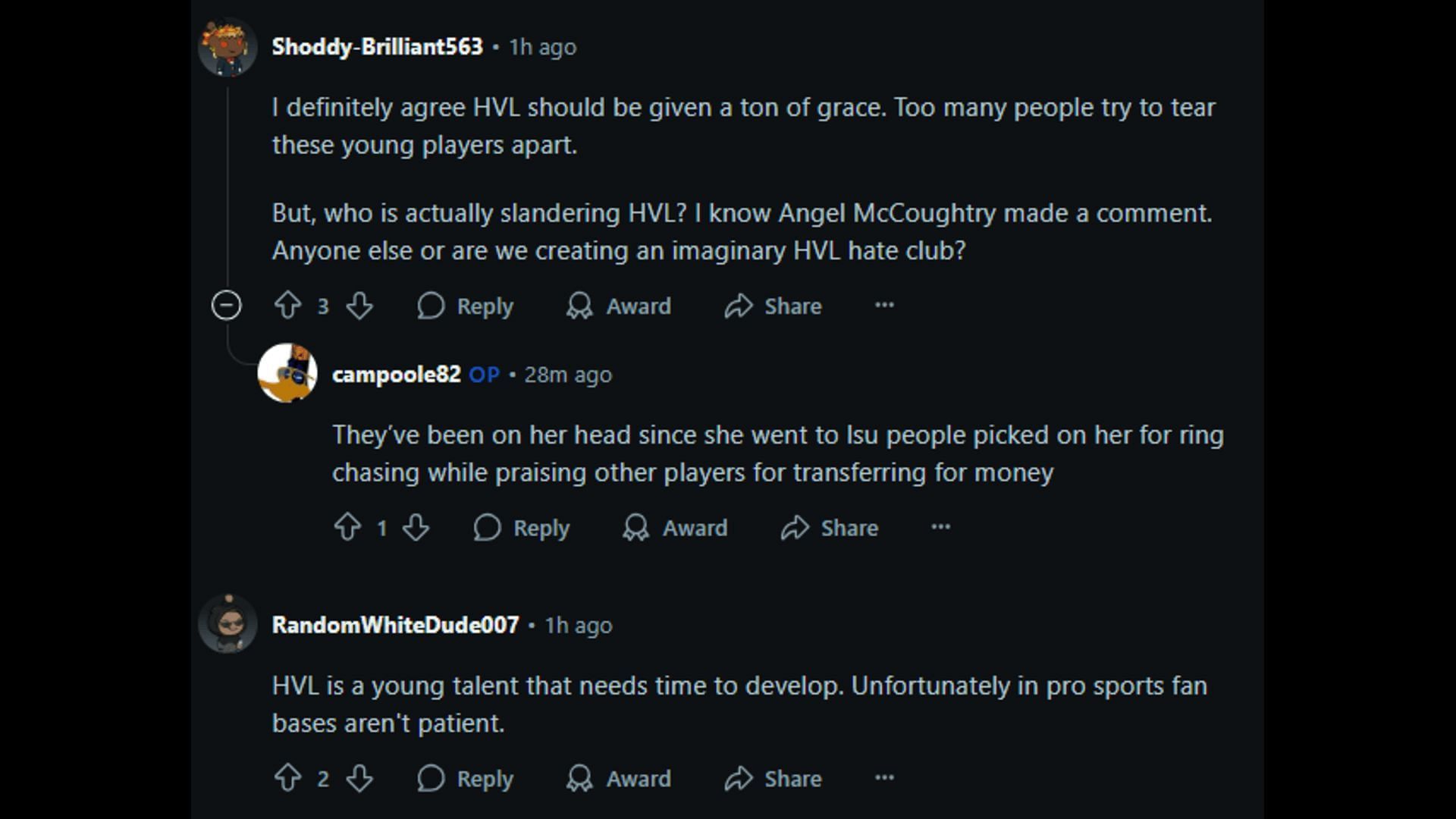 More fans offer their opinions on Hailey Van Lith. Credit: WNBA Reddit